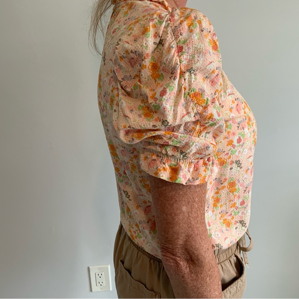 LOFT Floral Print Puff Sleeve Blouse
